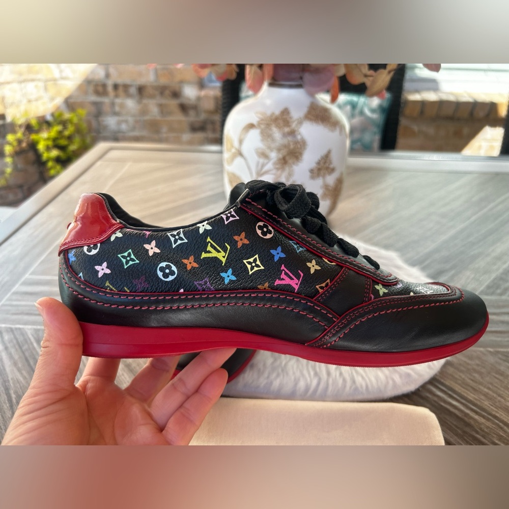 Louis Vuitton Murakami Black Multicolor Low Top Sneakers (Size 37/7 US) - Picture 4 of 16